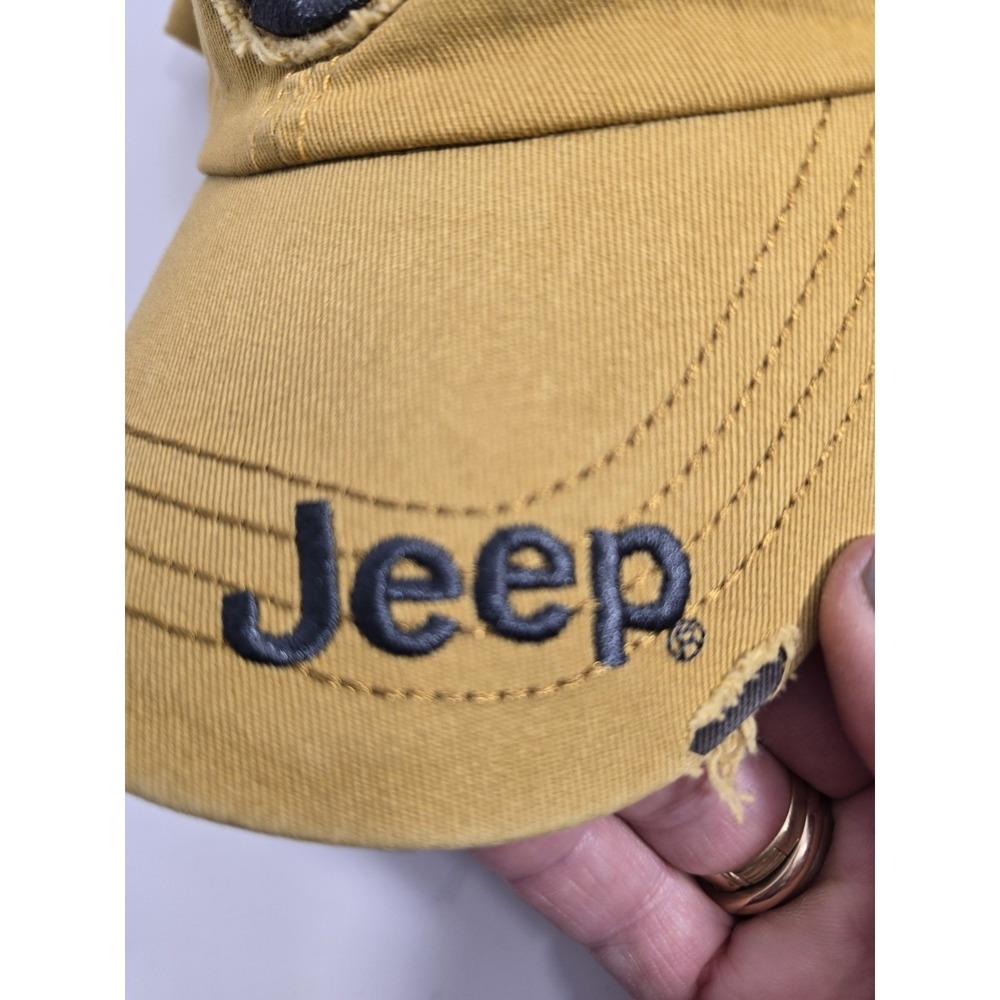 Jeep 3D Star Embroidered Military Cap Distressed Mustard Yellow Baseball Hat NEW - Picture 6 of 8